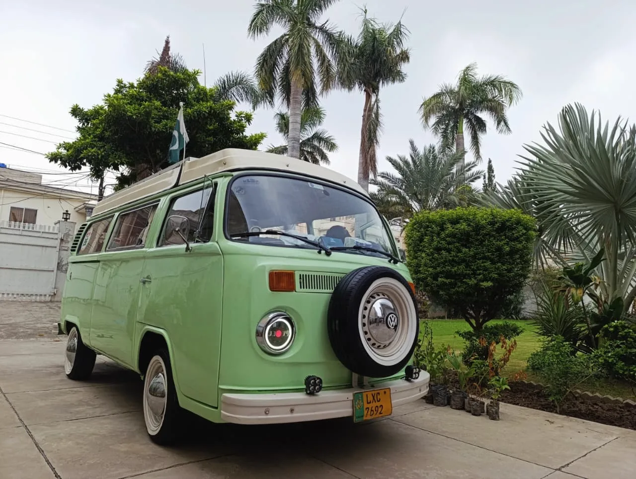 1977 Volkswagen Microbus campervan classic vehicle for event rental in Lahore